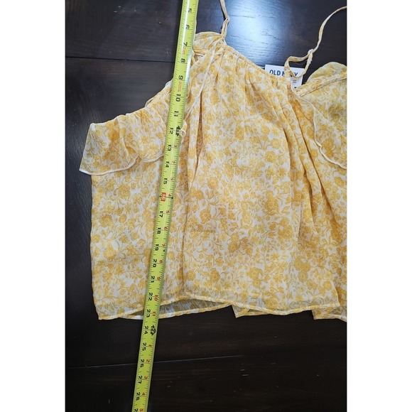 Old Navy Womens Size 2X Yellow Floral Print Strappy Ruffled Chiffon Top - Picture 9 of 9